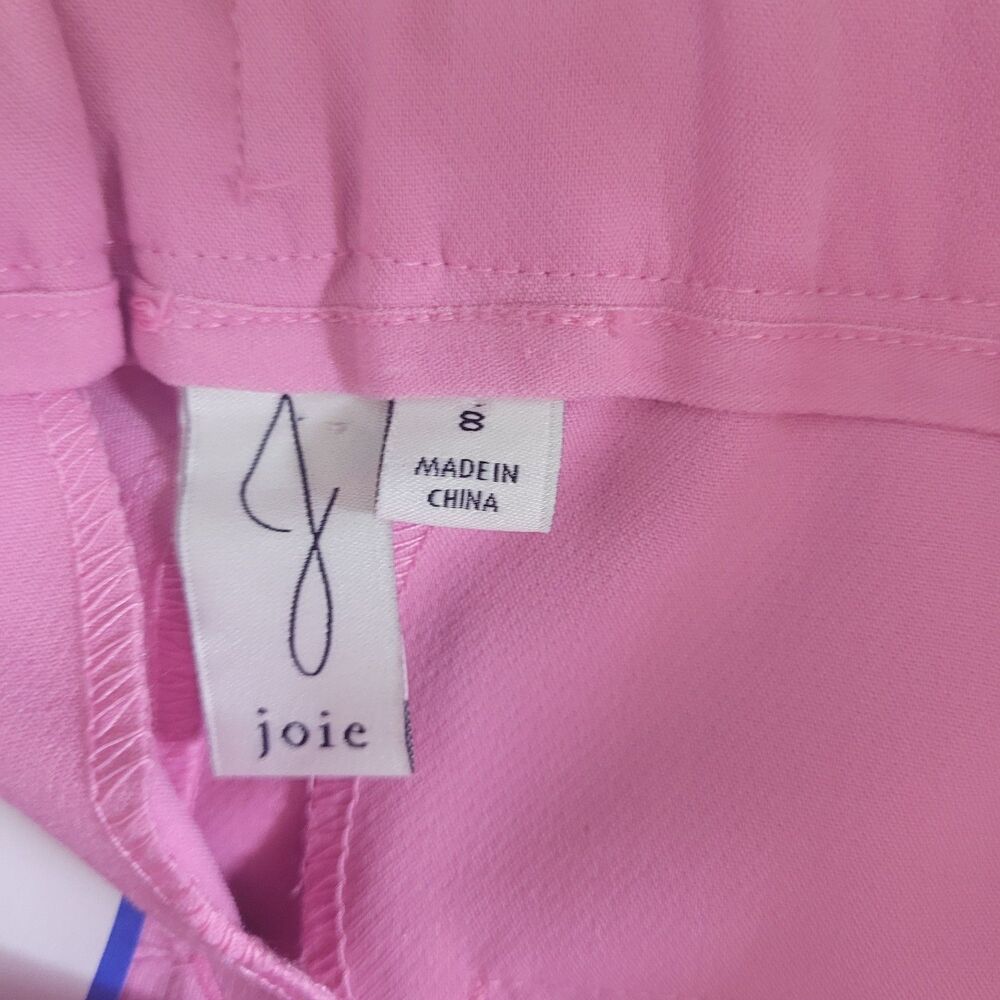 Joie size 8 pants trousers pink elastic waist button zip pockets wide leg - Picture 13 of 13